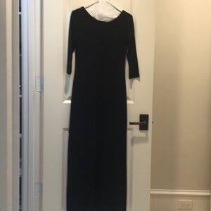 SOMA Long Black Stretch Knit dress with 3/4 length Sleeves. Extra Small